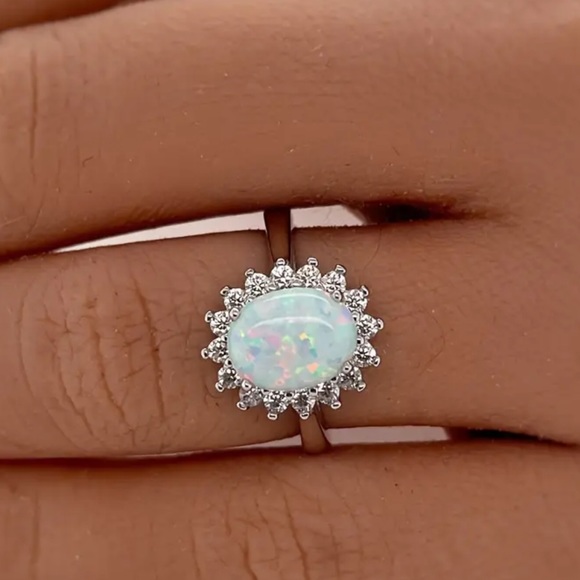 NEW Opal Diamond sterling silver Ring - Picture 3 of 4